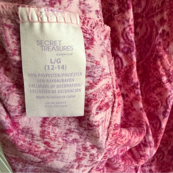 Secret Treasures Pink Nightgown Pajama 2 piece Set Large 12-14 - Picture 5 of 14